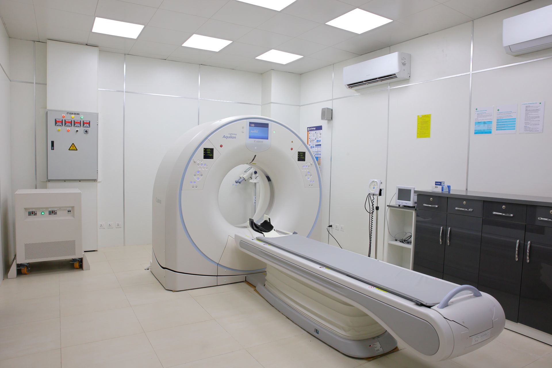 Hospital imaging room with a CT scanner