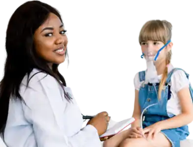 ProMed respiratory therapist with an oxygen mask